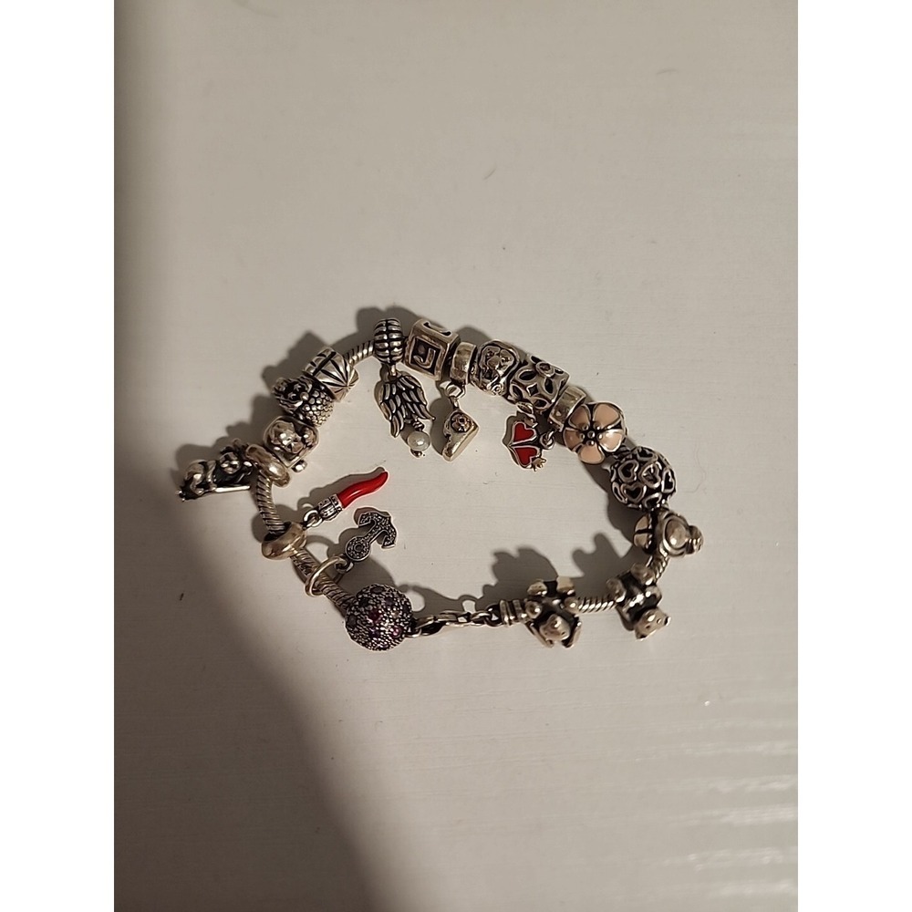 Pandora 925 ALE 8.25" Loaded Bracelet 18 Charms Sterling Silver
